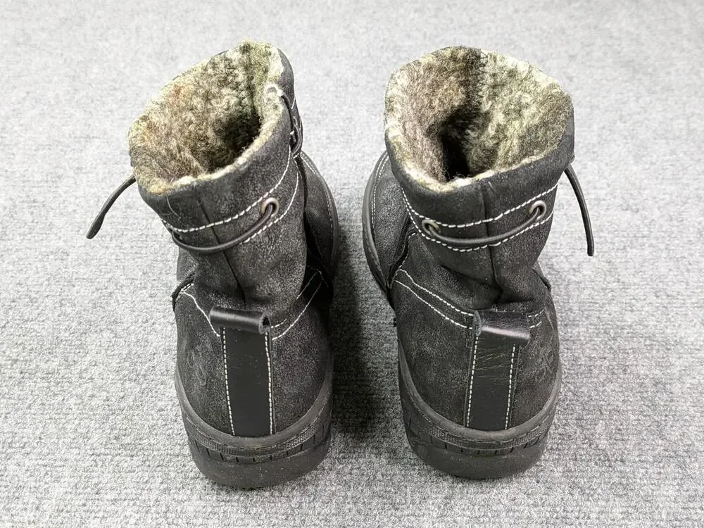 OTBT Boots Womens 8 Black Fanfare Leather Lined Snow Vibram Ice Spikes OC System